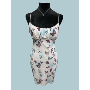 White Butterfly Spaghetti Strap Mini Dress – Native Daughter’s – Size L (EUC)